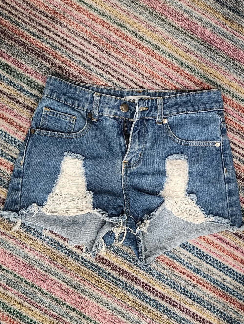 Distressed Denim Cut Off Shorts